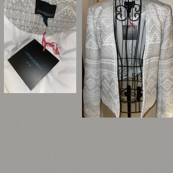 CYNTHIA ROWLEY GRAY & WHITE SOUTHWEST WOVEN JACKET~LINED~MEDIUM - Picture 6 of 7